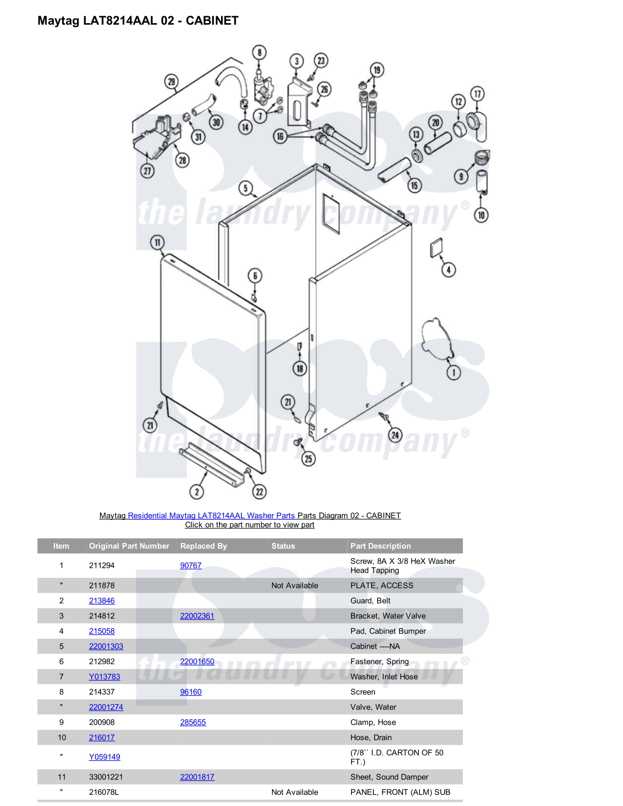 Maytag LAT8214AAL Parts Diagram