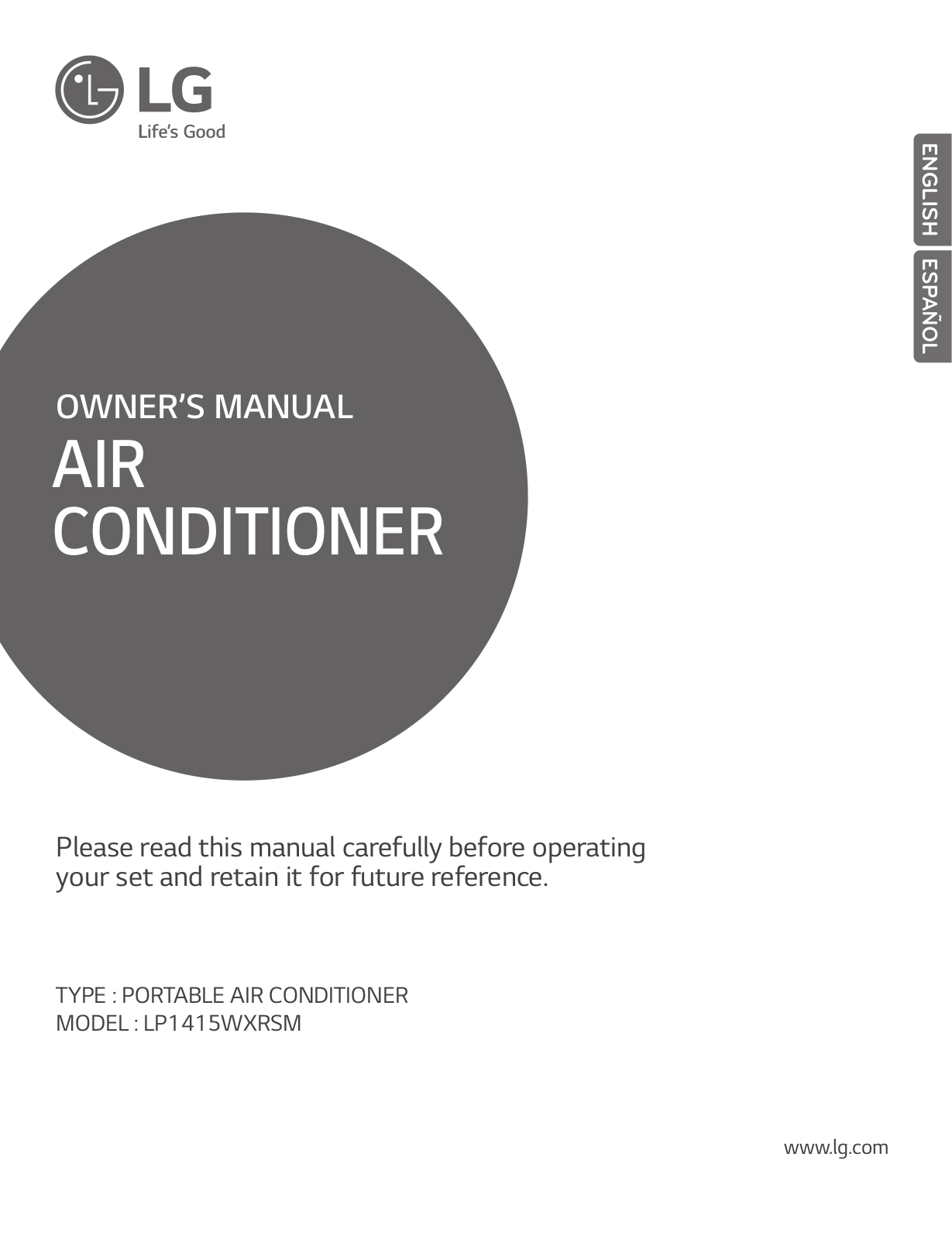 LG LP1415WXRSM/00 Owner’s Manual