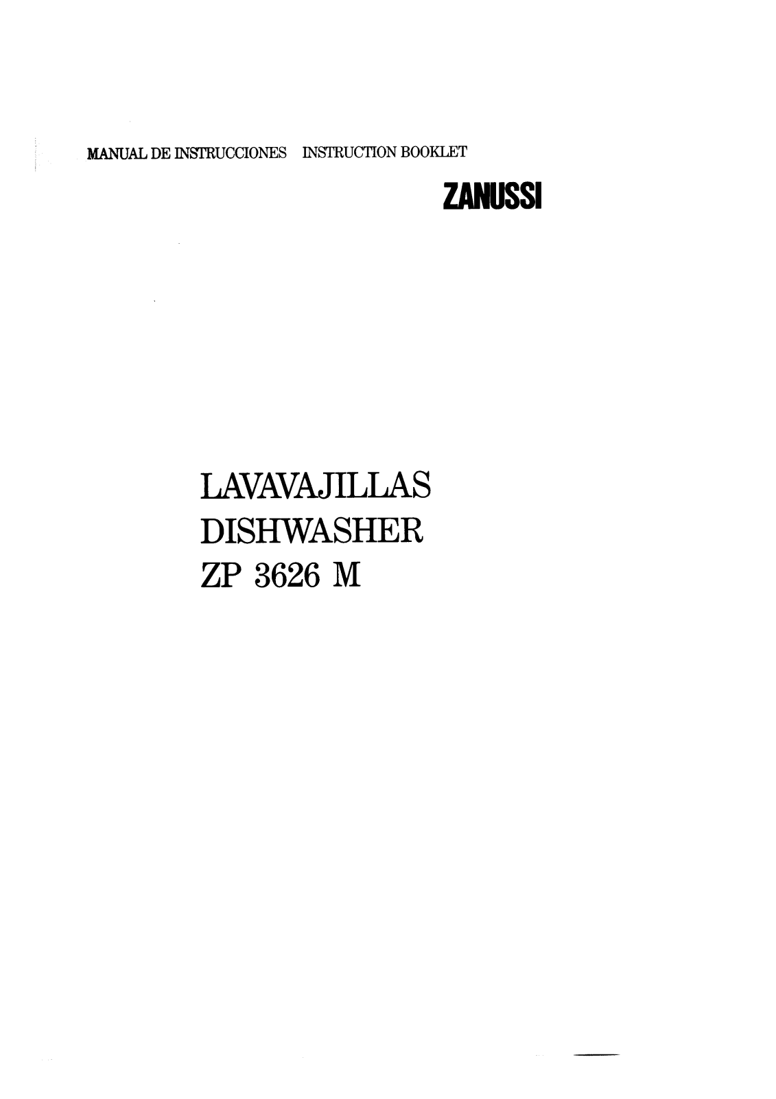 Zanussi ZP3626M User Manual