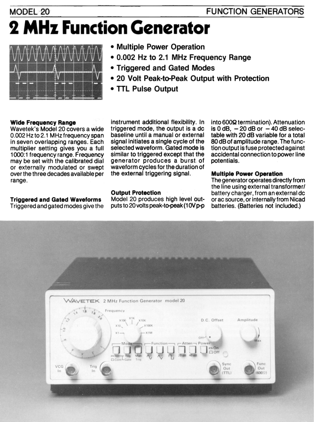 Wavetek 20 Datasheet