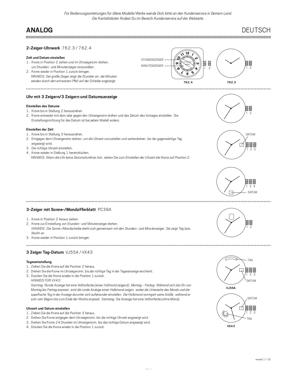 Fossil FS5607 User Manual