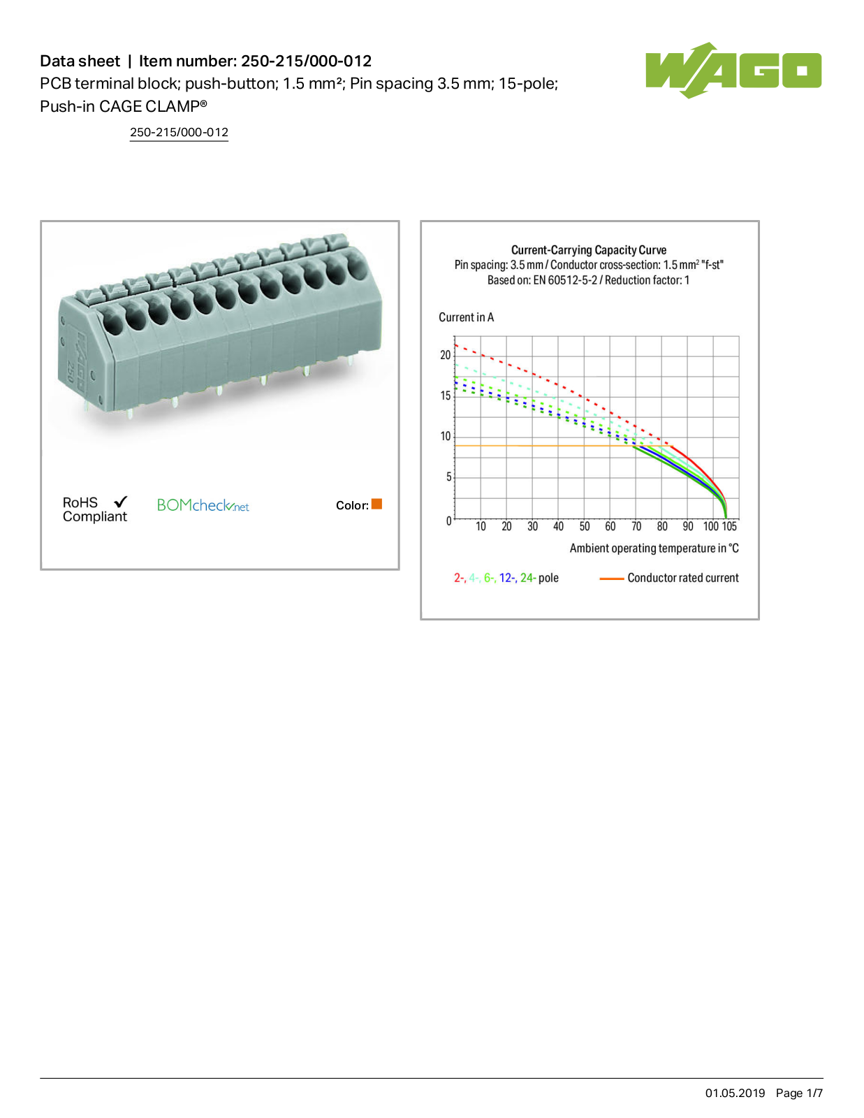 Wago 250-215/000-012 Data Sheet