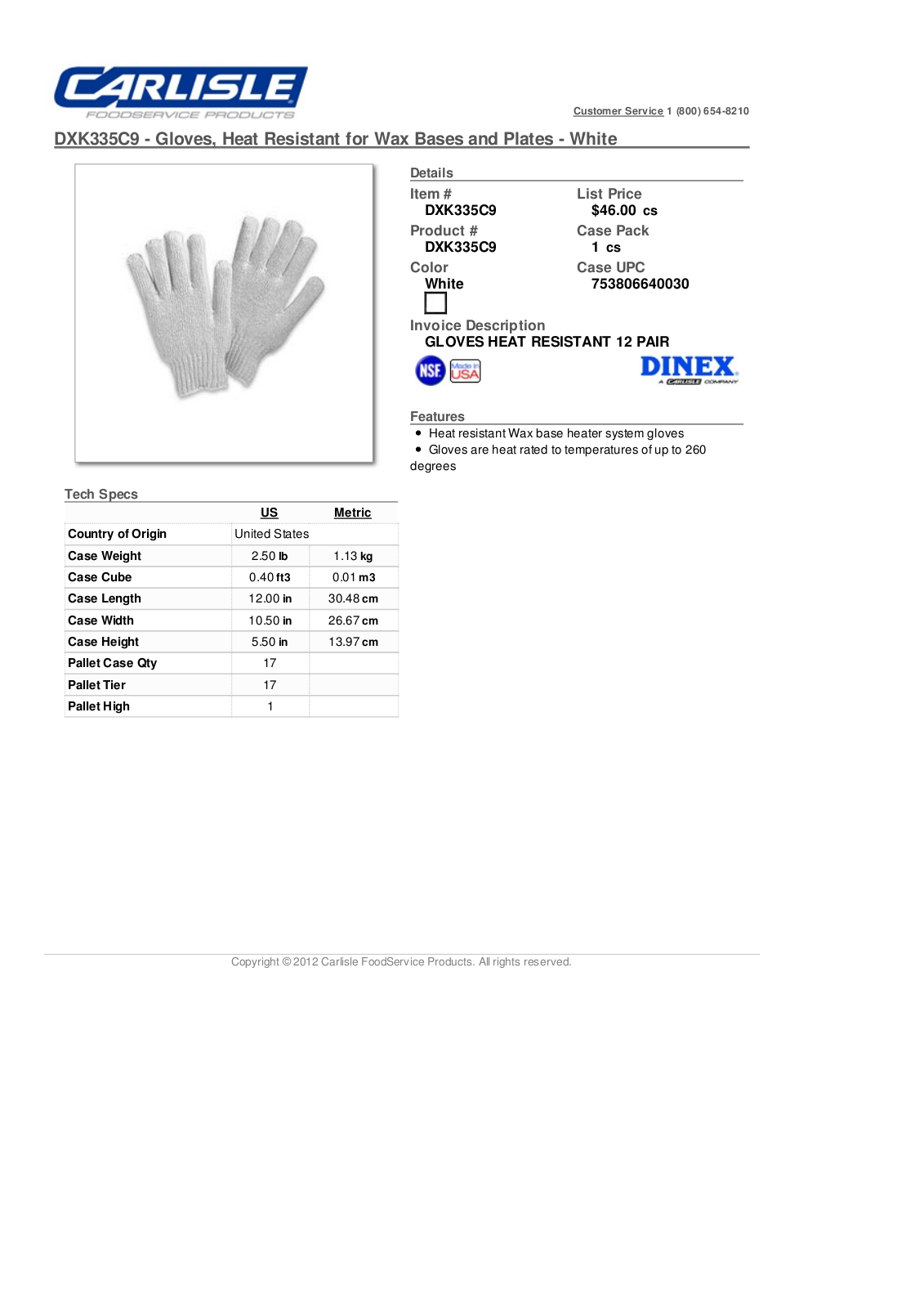 Carlisle DXK335C9 User Manual