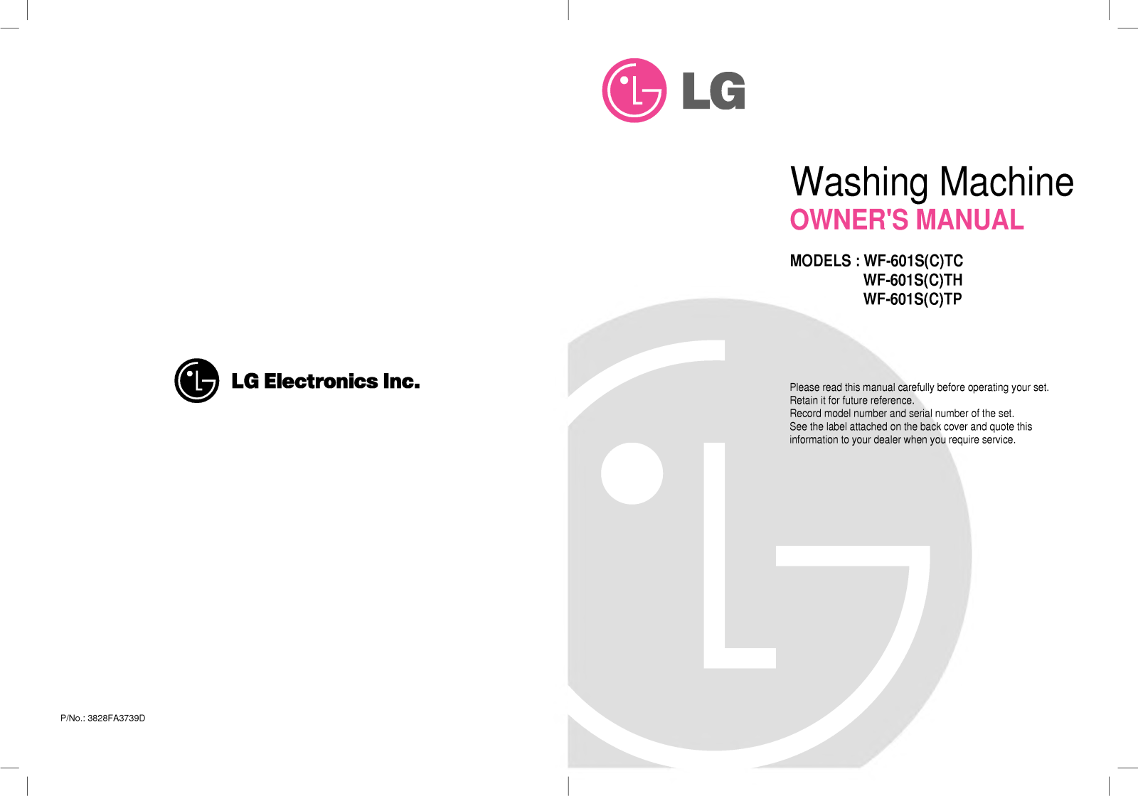 LG WF-601STC User Manual