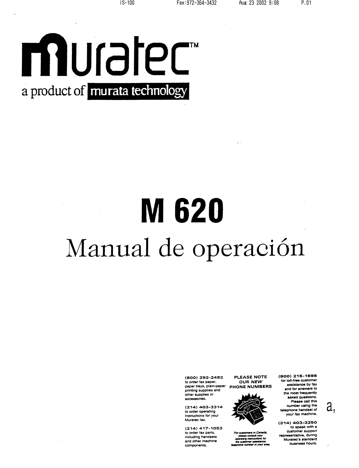 Muratec M-620 User's Manual