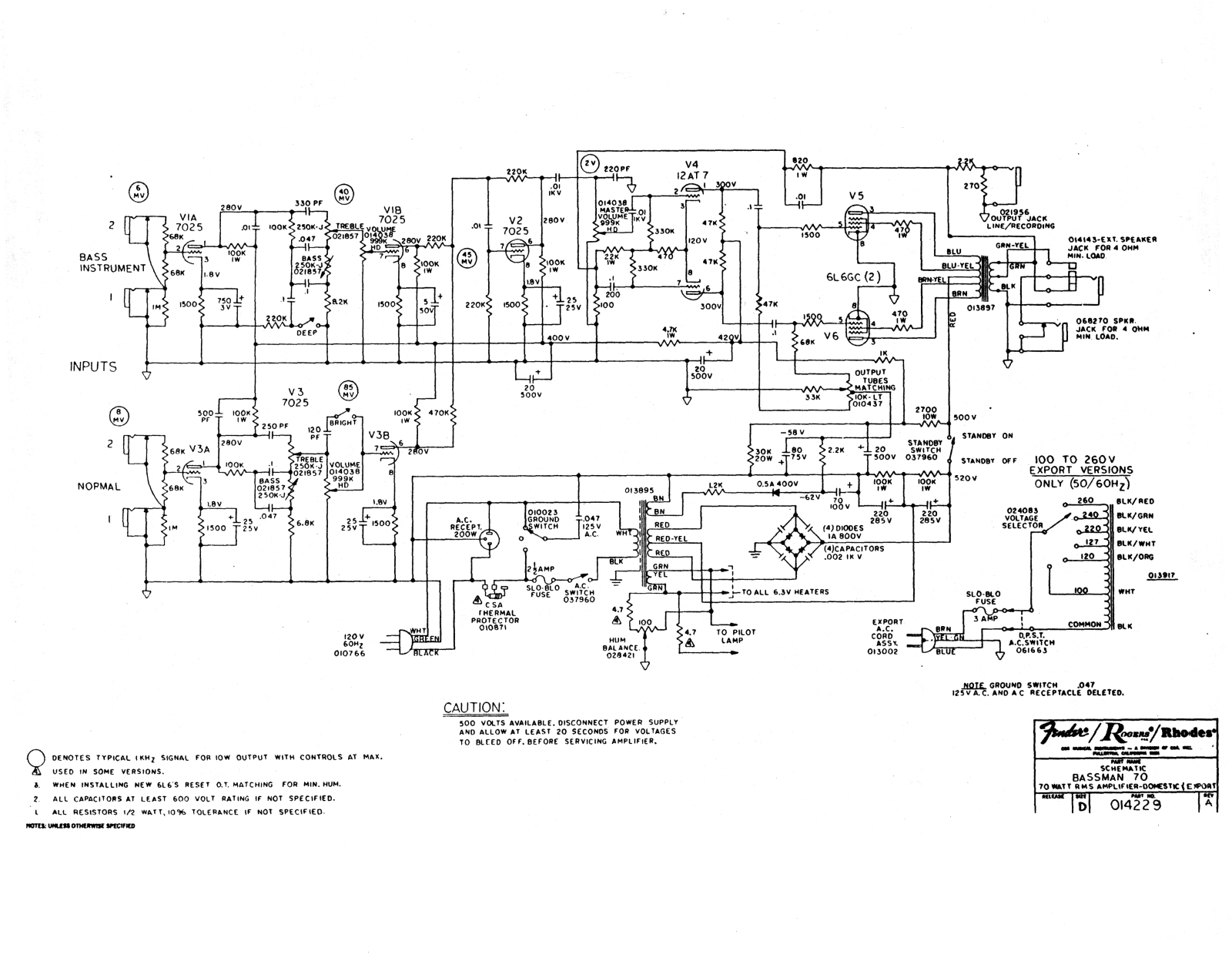 Fender Bassman-70 Schematic