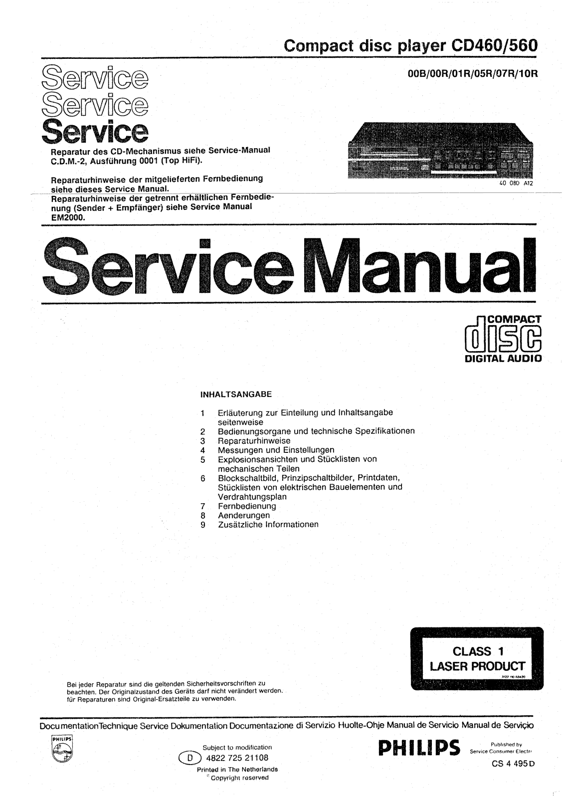 Philips CD460 SM2 Schematic