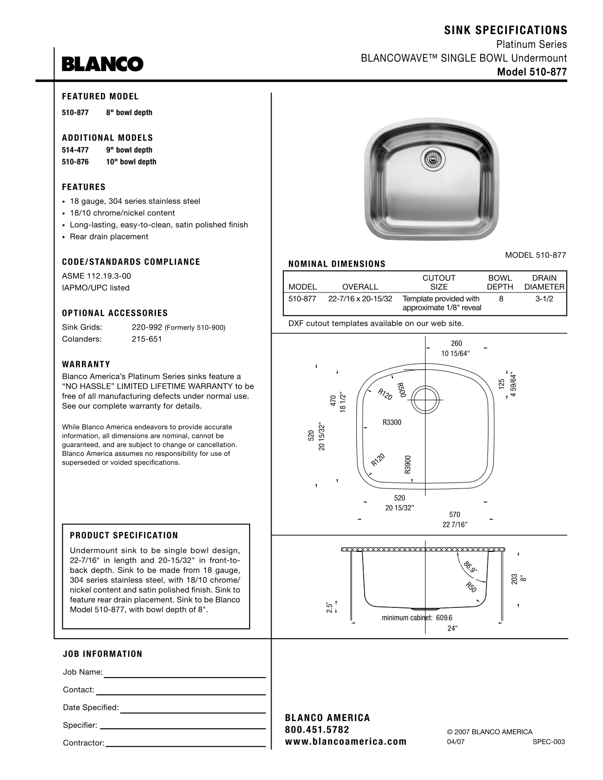 Blanco 510-877 User Manual