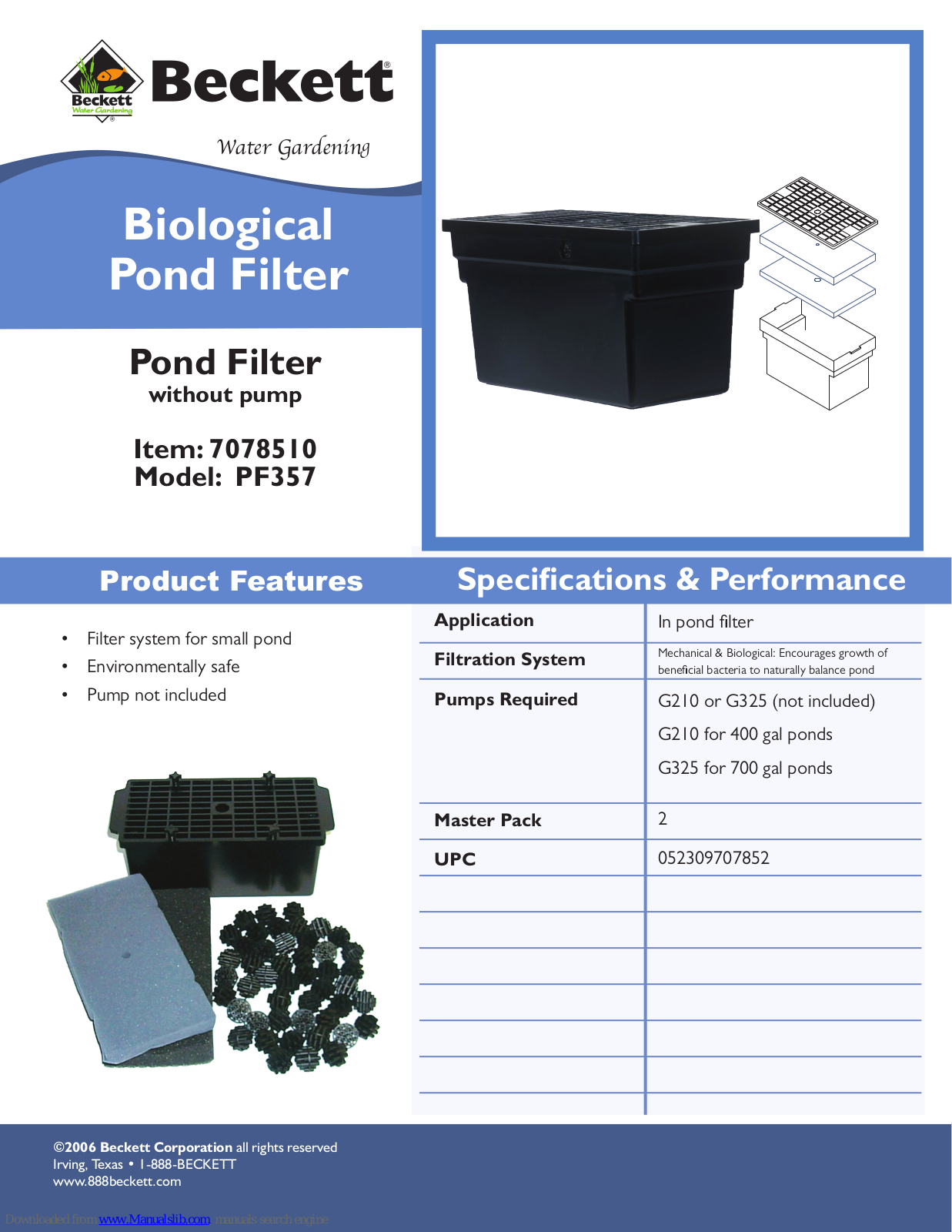 Beckett 7078510, PF357 Specifications - ManualMachine.com