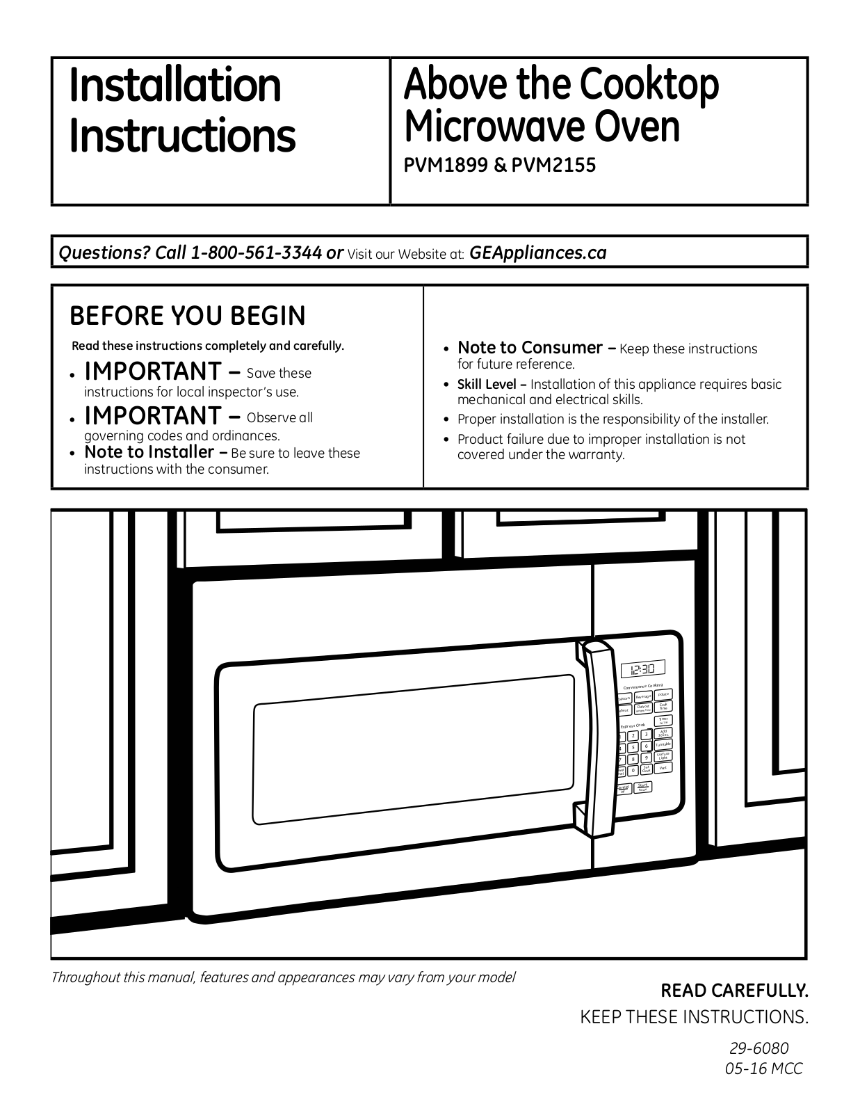 GE PVM1899SJC Installation Instructions