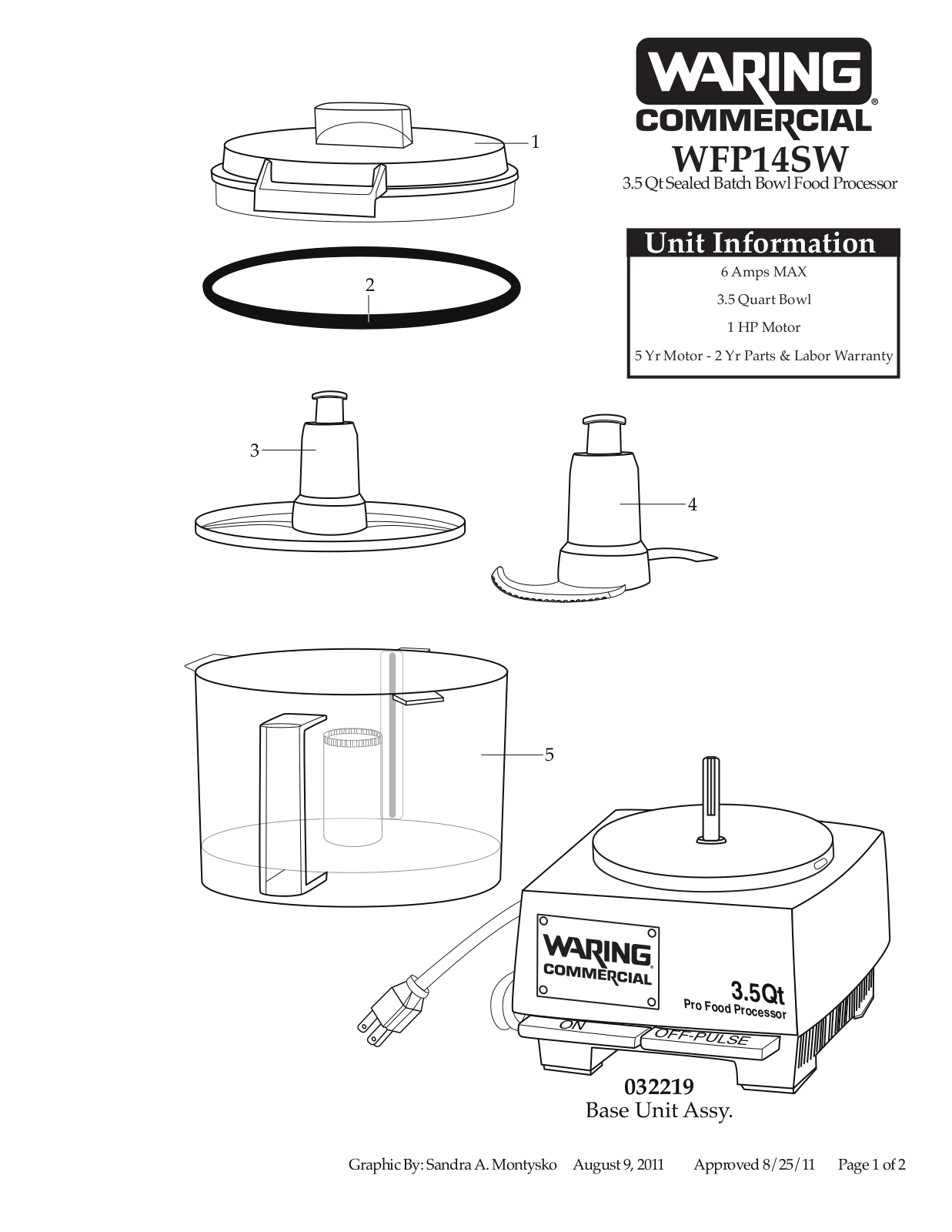 Waring WFP14SW Part List