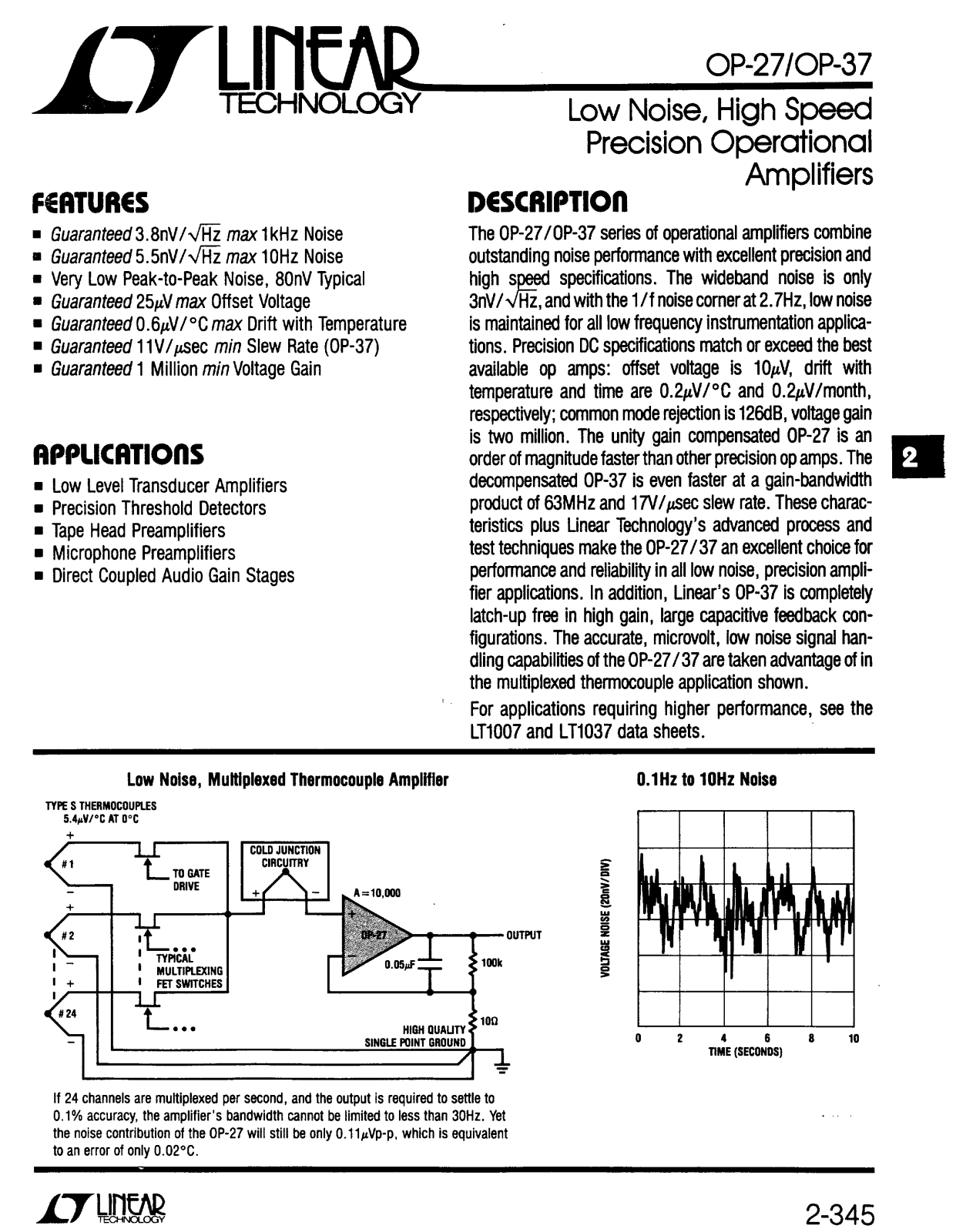 Linear Technology OP27, OP37 Datasheet