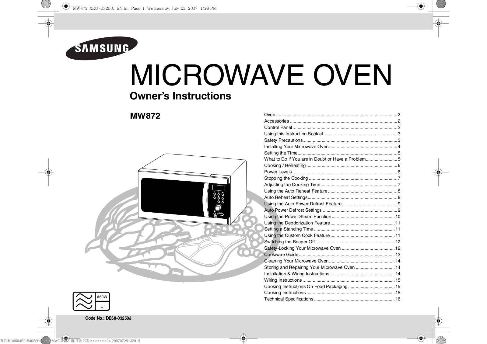 Samsung MW872-B User Manual