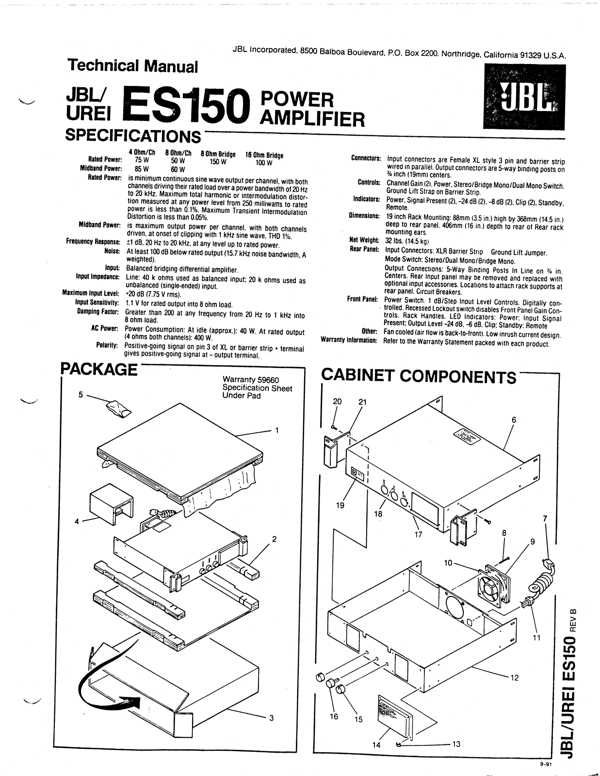 JBL ES150, ES300, ES600 Schematic