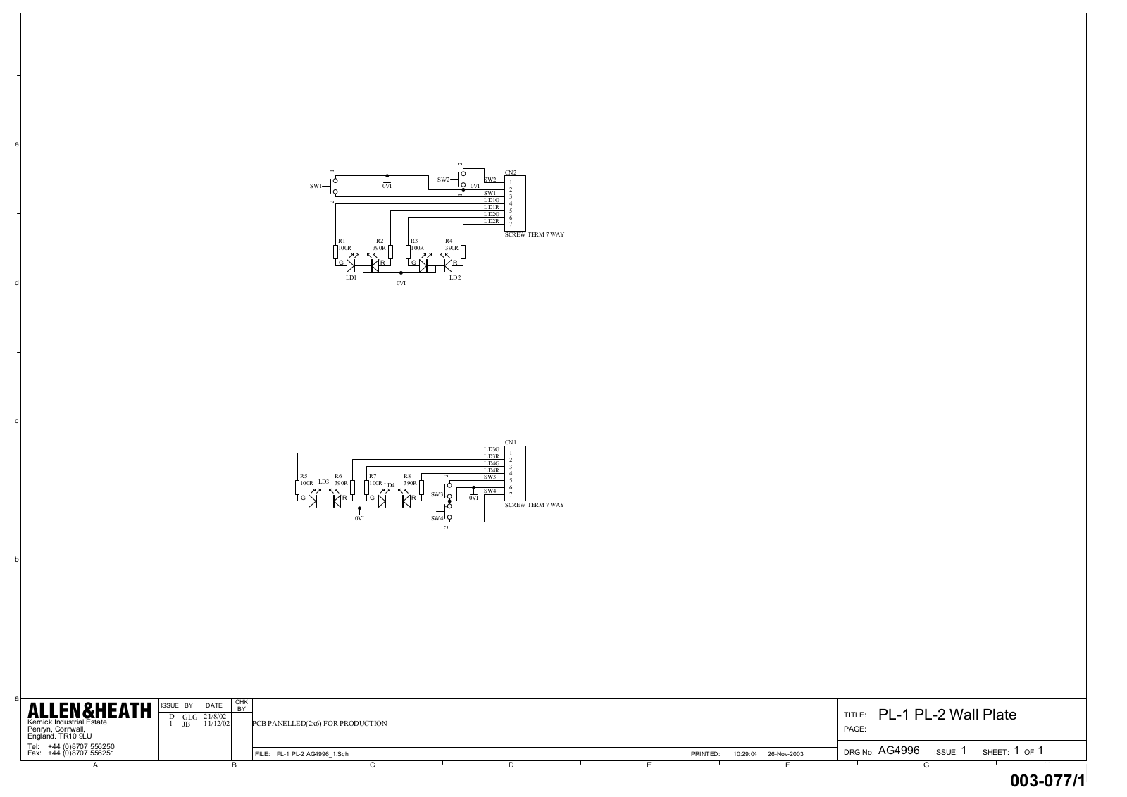 Allen PL2, PL1 Schematic