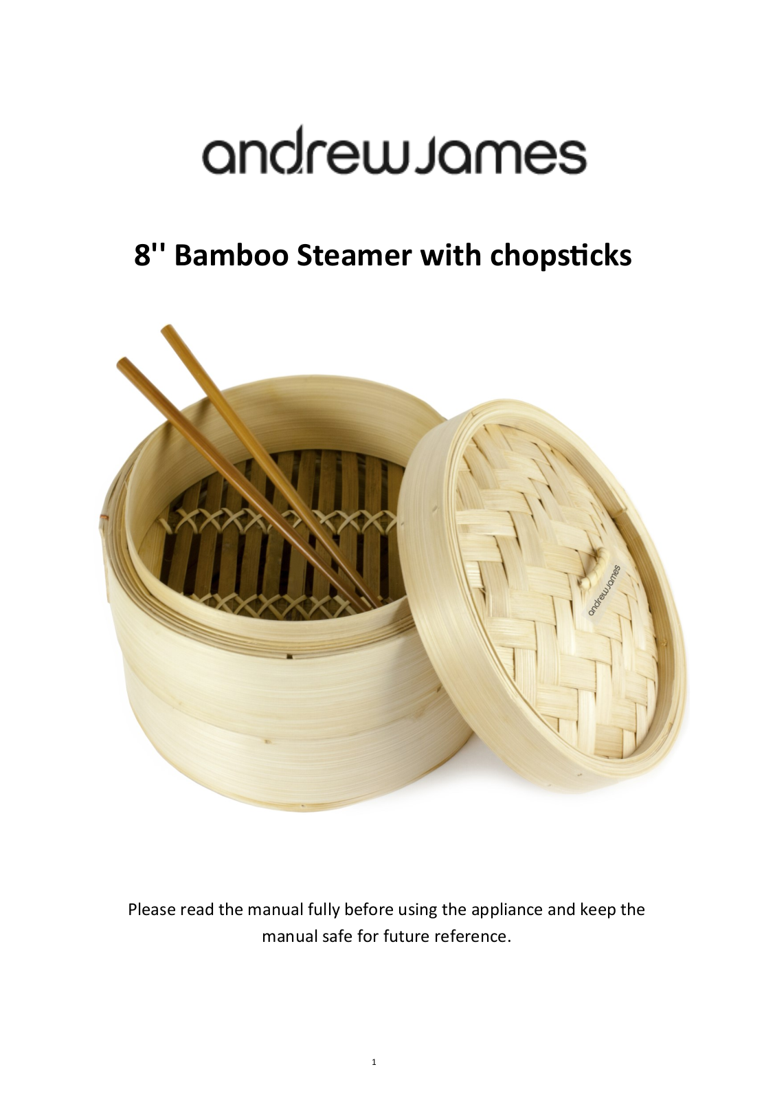 Andrew James Natural Woven Bamboo Steamer with User Manual