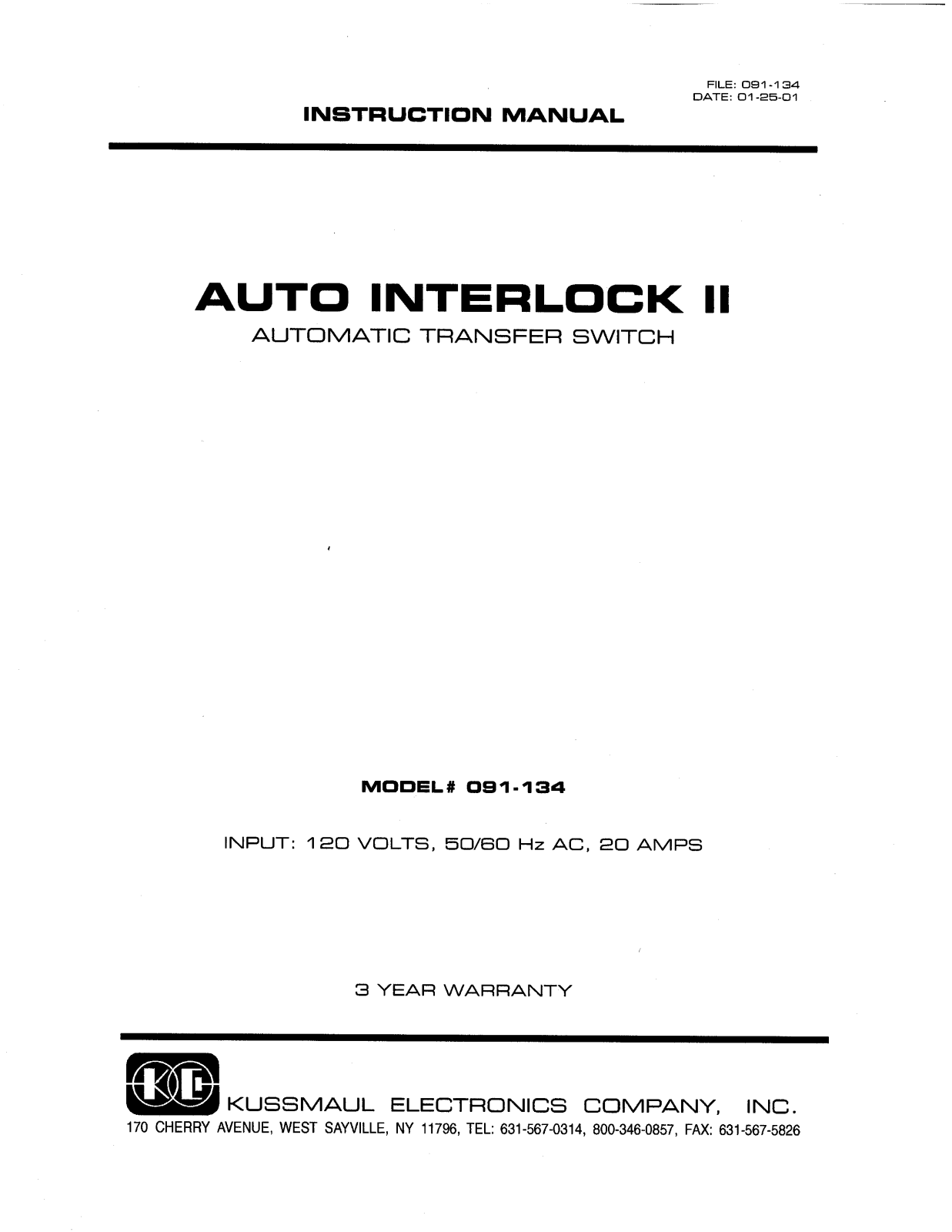 Kussmaul 091-134 User Manual