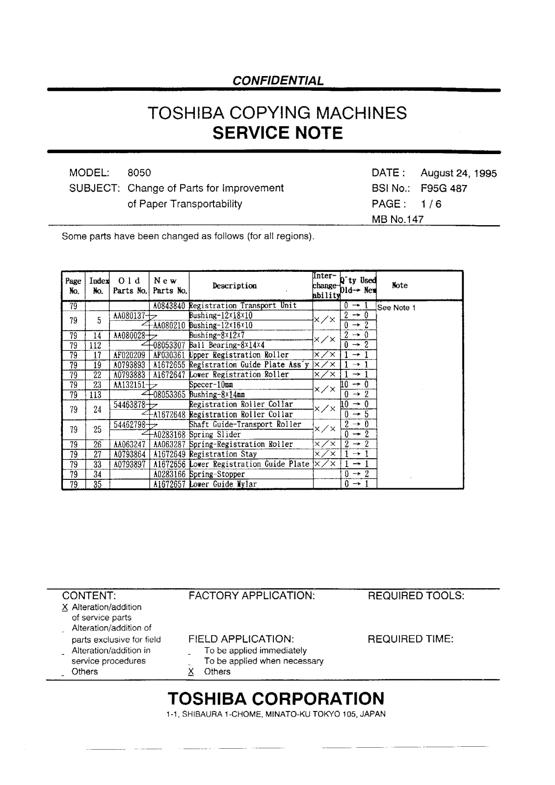 Toshiba f95g487 Service Note