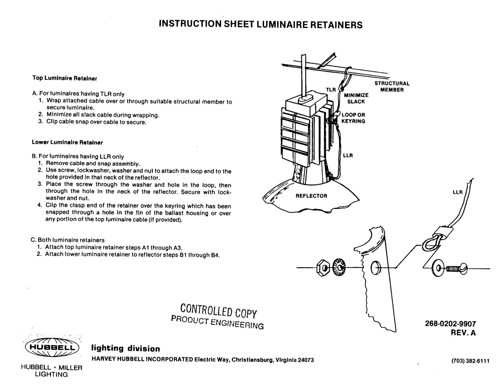 Hubbell Lighting LUMINAIRE RETAINERS User Manual