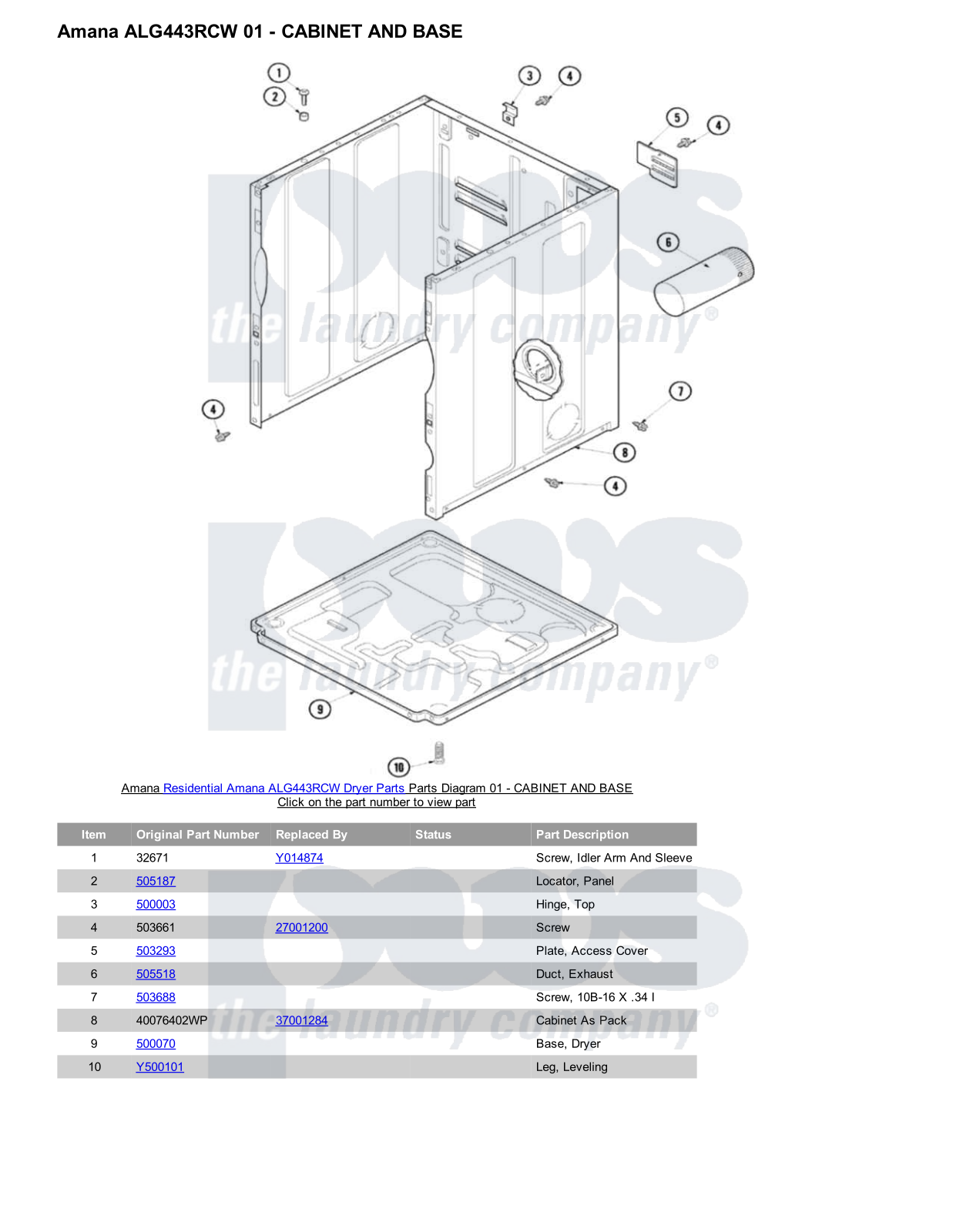 Amana ALG443RCW Parts Diagram