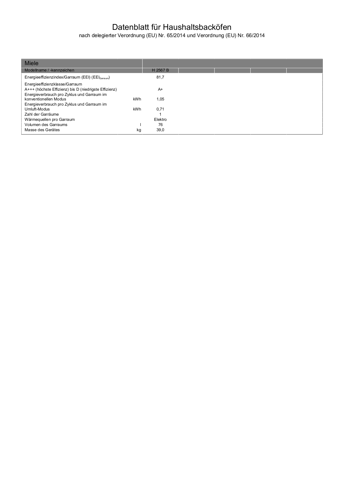 Miele H 2567 B User Manual