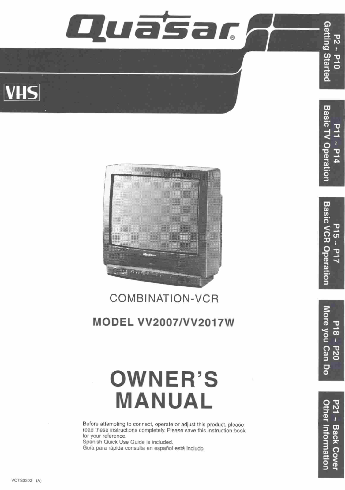 Quasar VV-2017W Operating Instruction