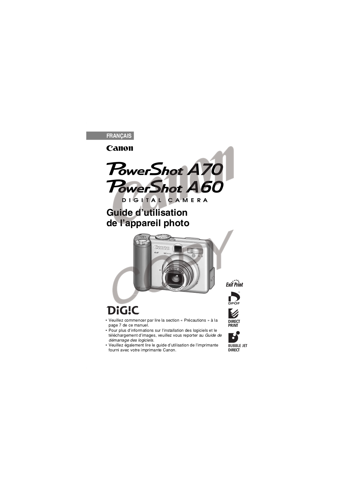 CANON A70 User Manual