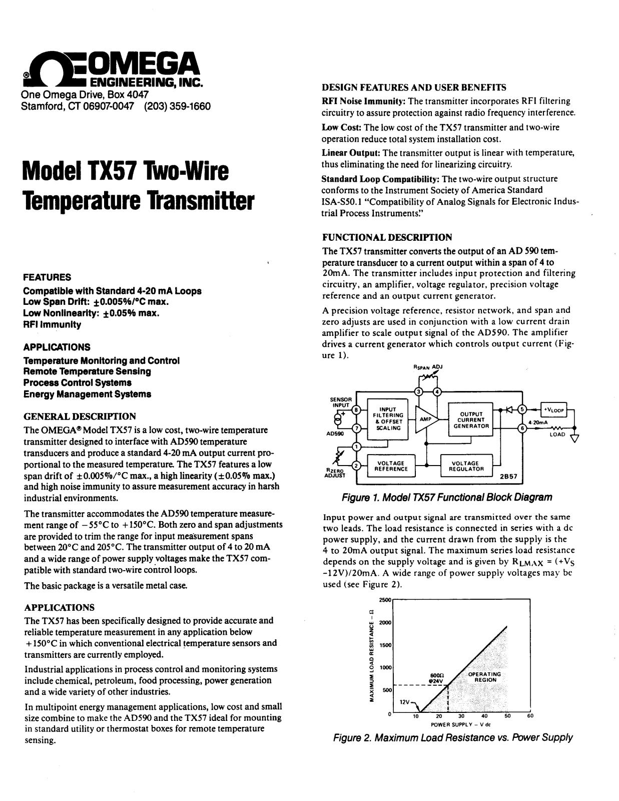 Omega Products TX57 Installation  Manual