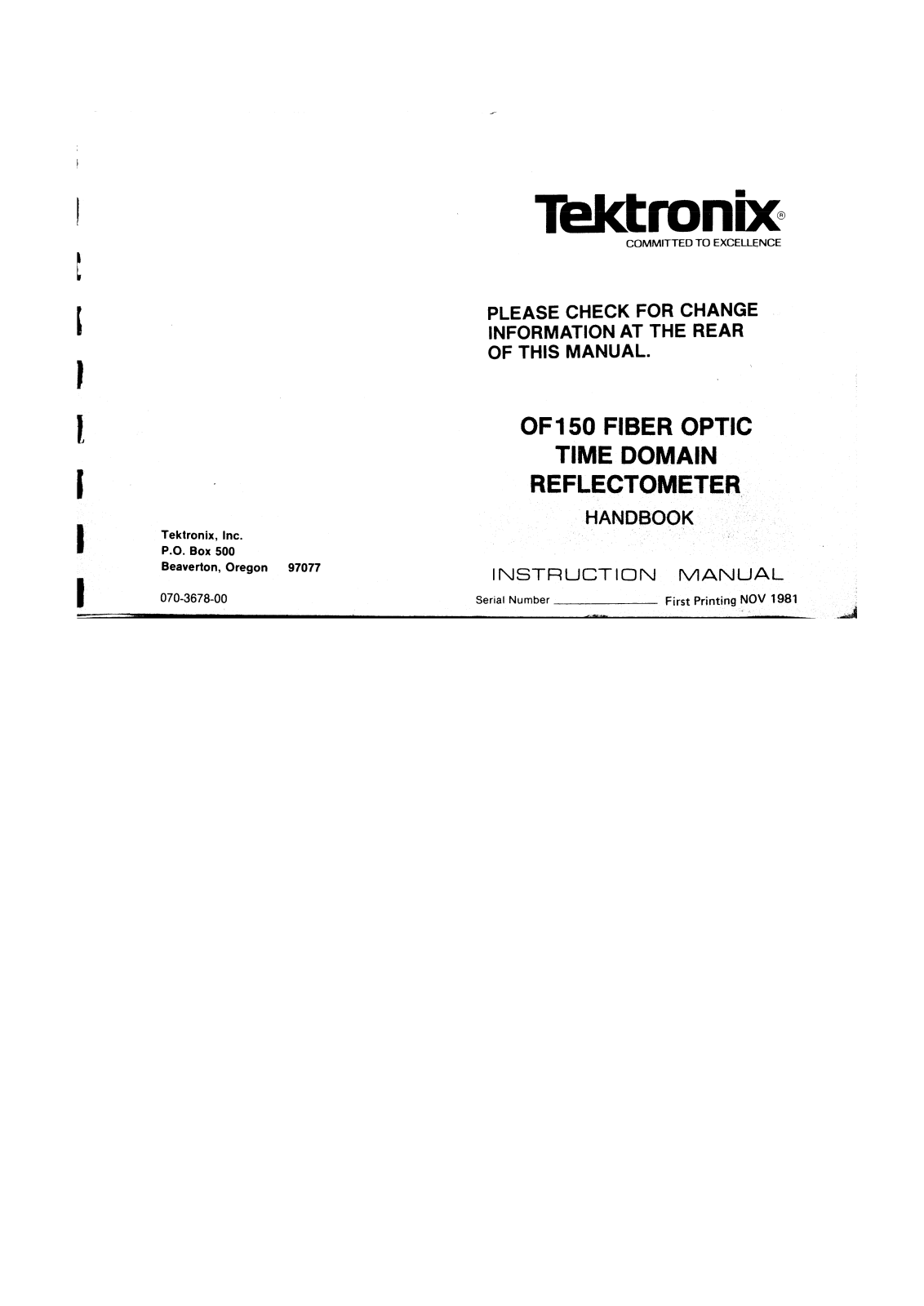 Tektronix OF 150 User Manual