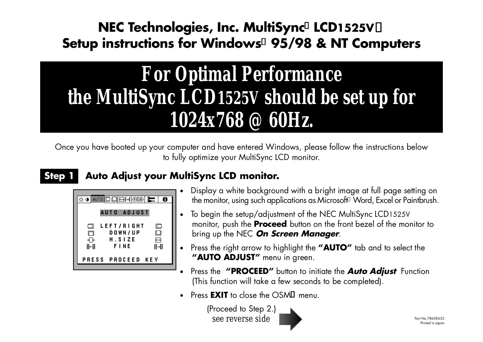 Nec MULTISYNC LCD1525V User Guide