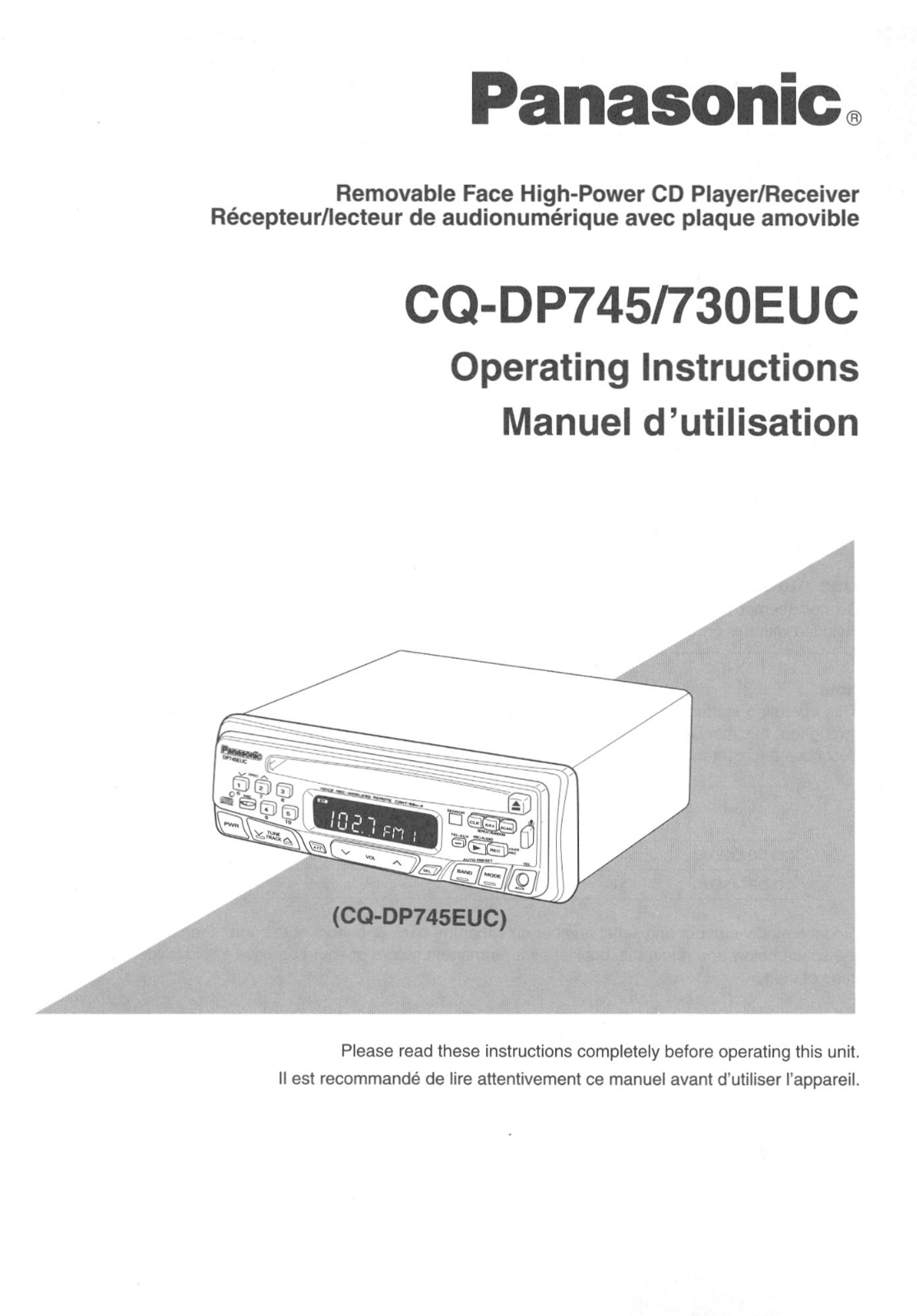 Panasonic CQ-DP745 User Manual