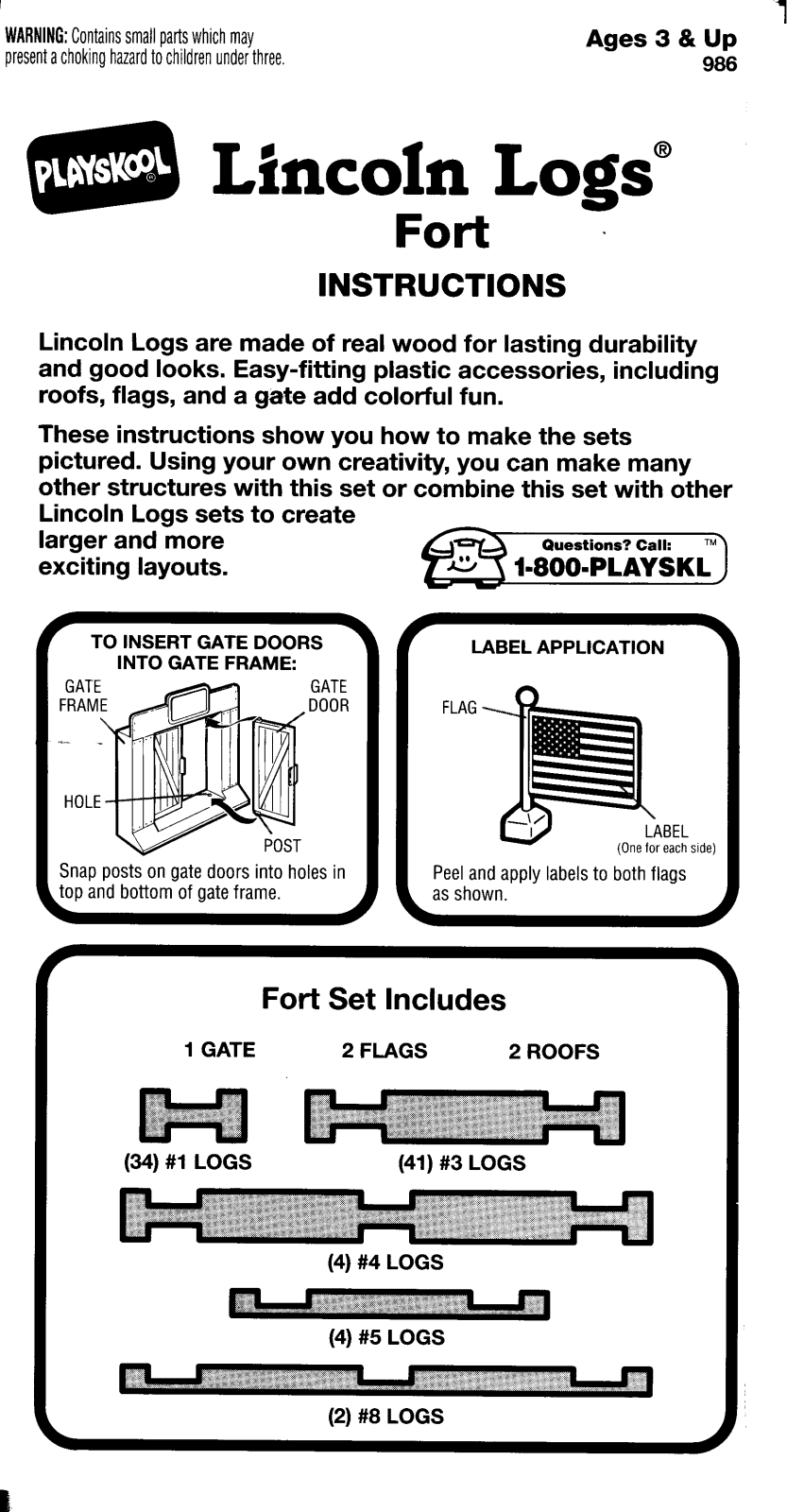 Hasbro LINCOLN LOGS FORT User Manual