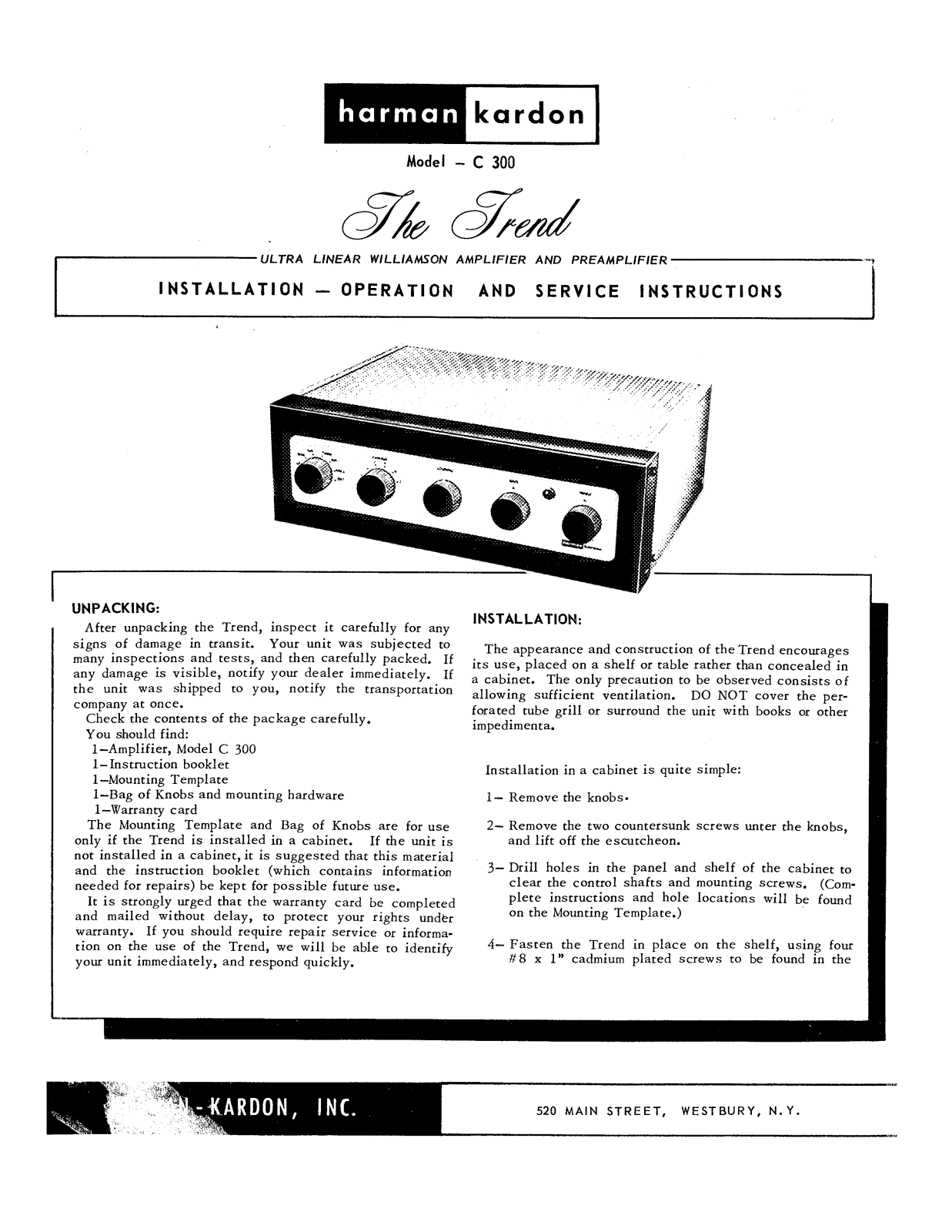 Harman kardon C300 User Manual