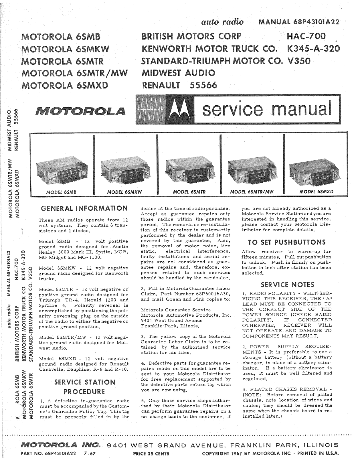 Moth Audio 6-SMB, 6-SMKW, 6-SMTR, 6-SMTR-MW, 6-SMXD Service manual