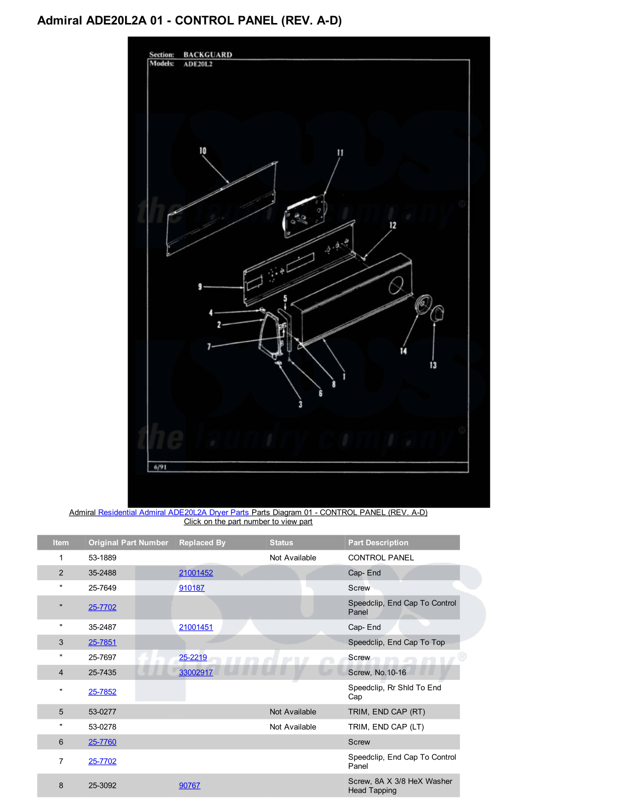 Admiral ADE20L2A Parts Diagram