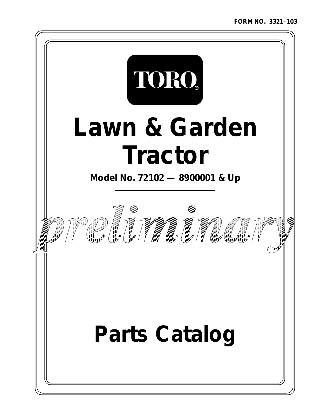 Toro 72102 Parts Catalogue