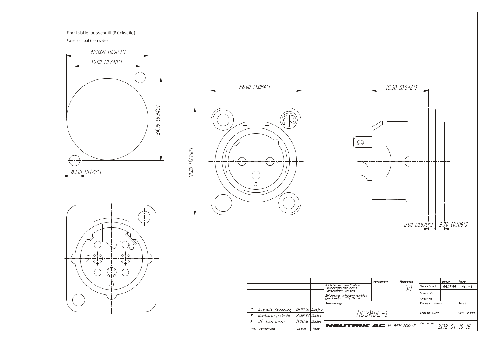 Neutrik NC3MD-L-B User Manual