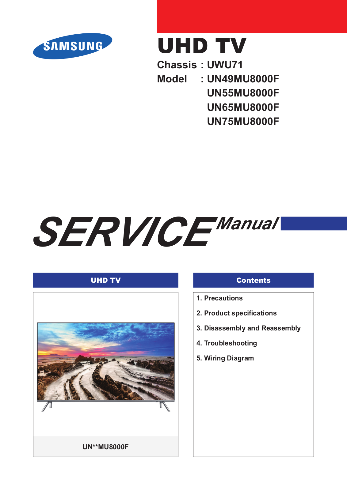 Samsung UN49MU8000F, UN55MU8000F, UN65MU8000F, UN75MU8000F Service Manual