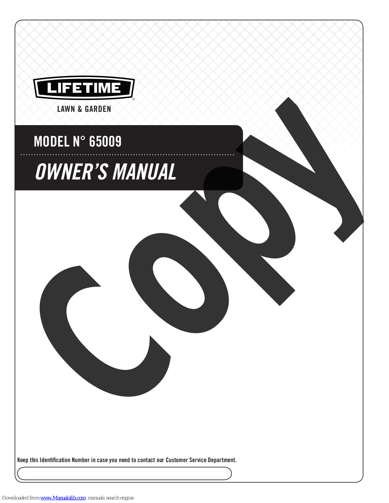 Lifetime 65009 Owner's Manual