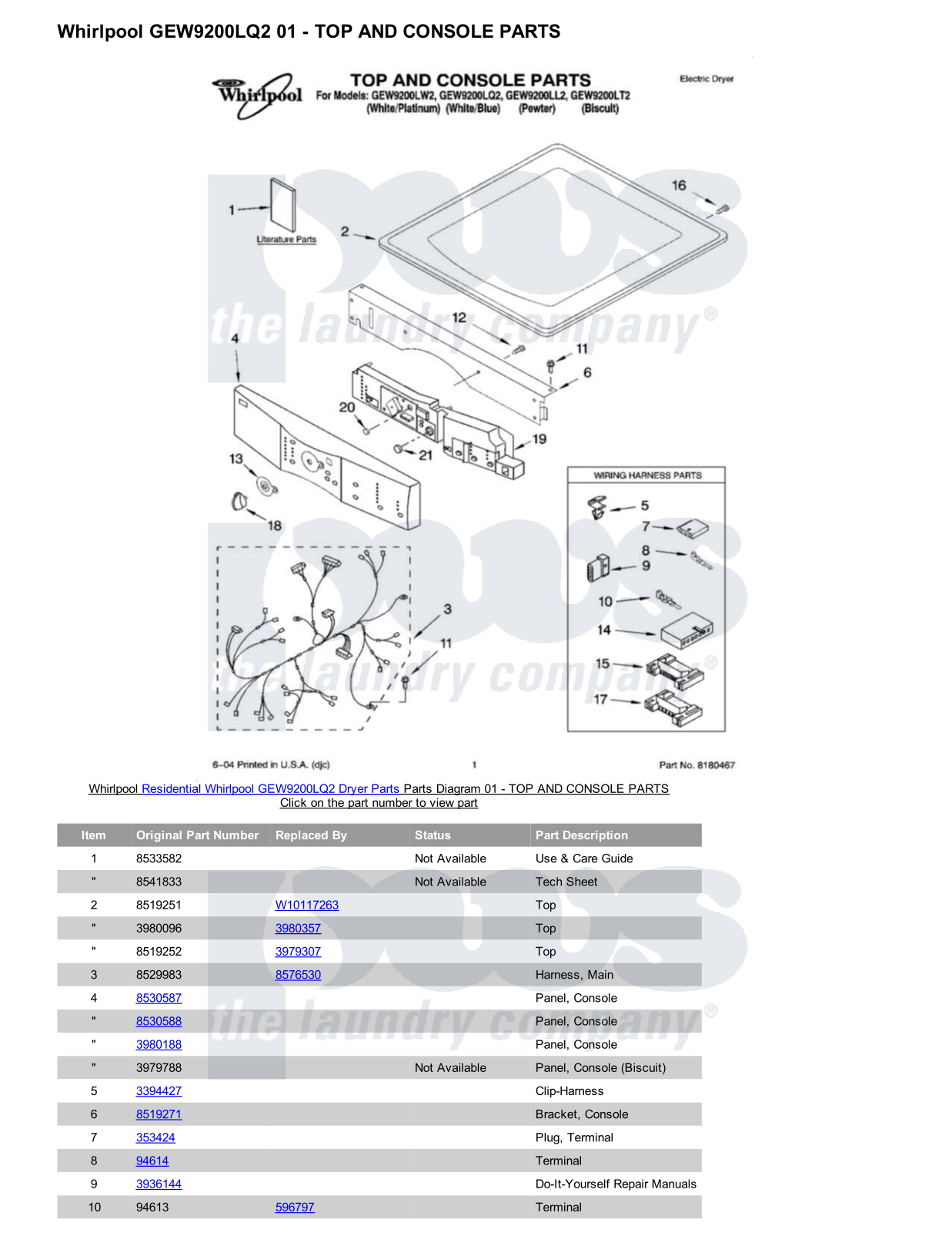 Whirlpool GEW9200LQ2 Parts Diagram