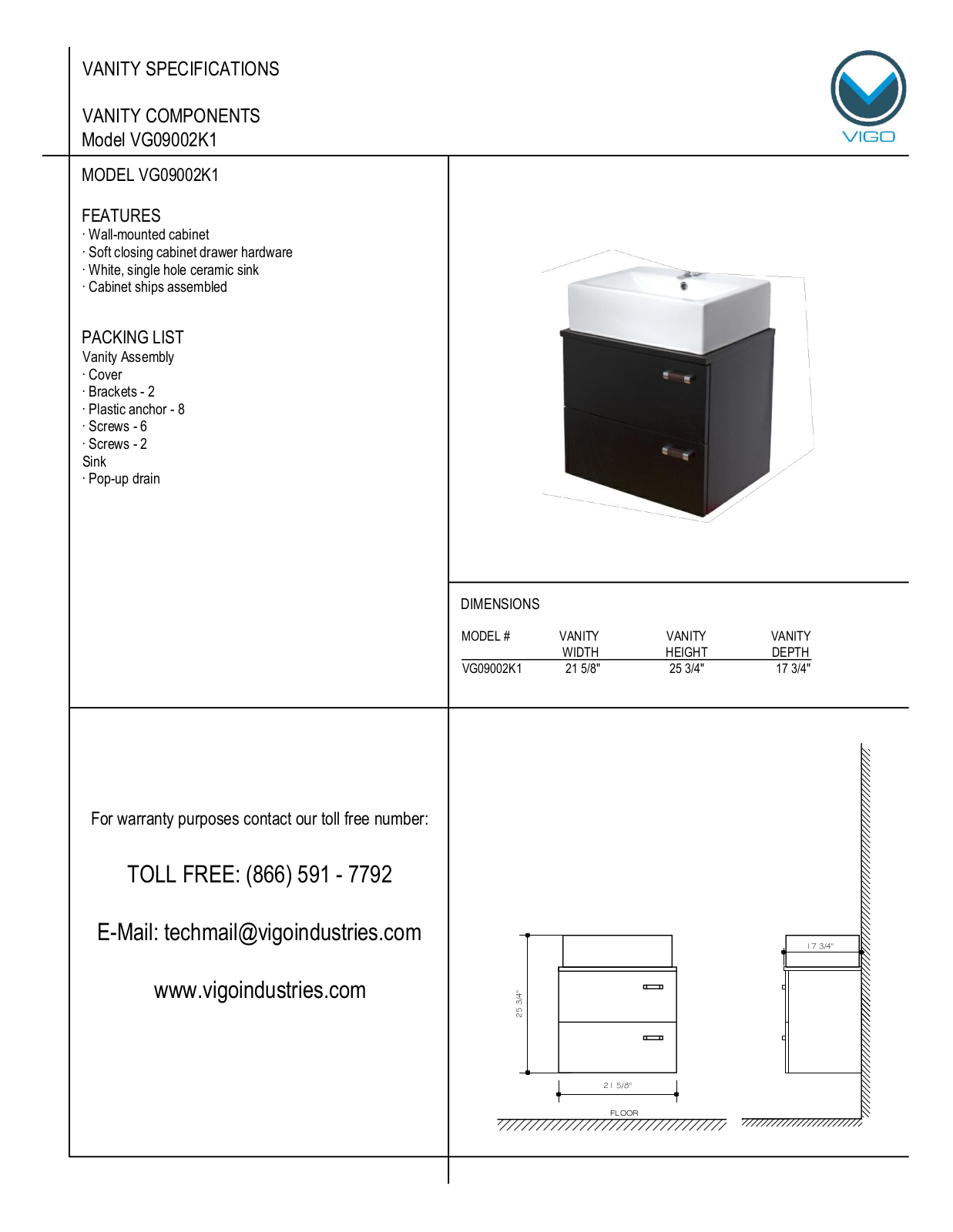 Vigo VG0902K1 User Manual