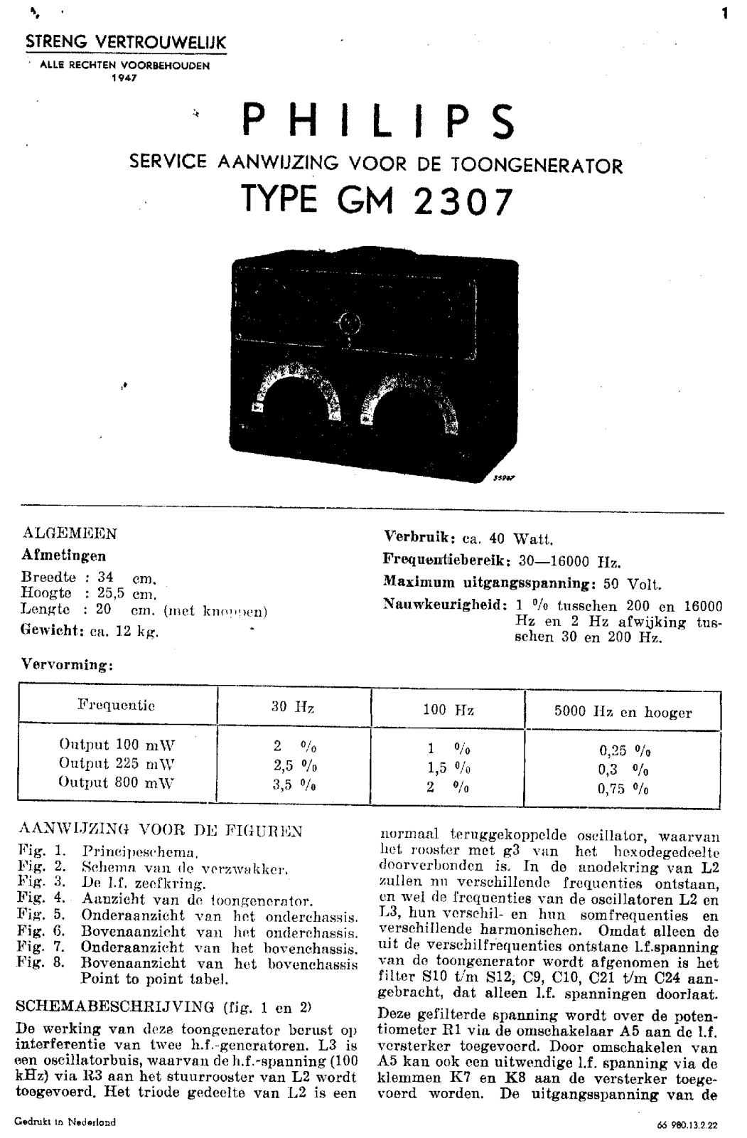 Philips GM2307-1 Schematic