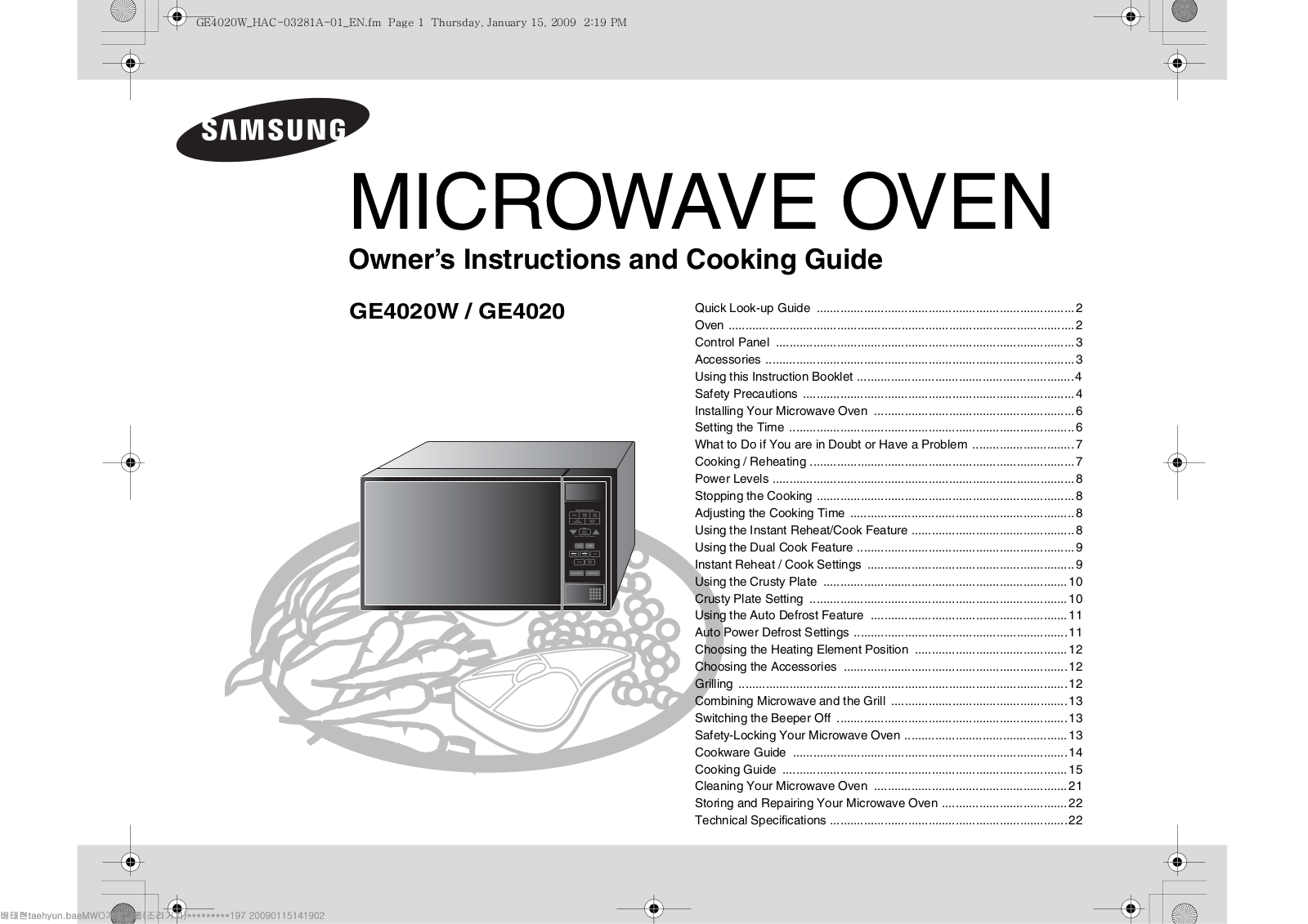 Samsung GE4020, GE4020W User Manual