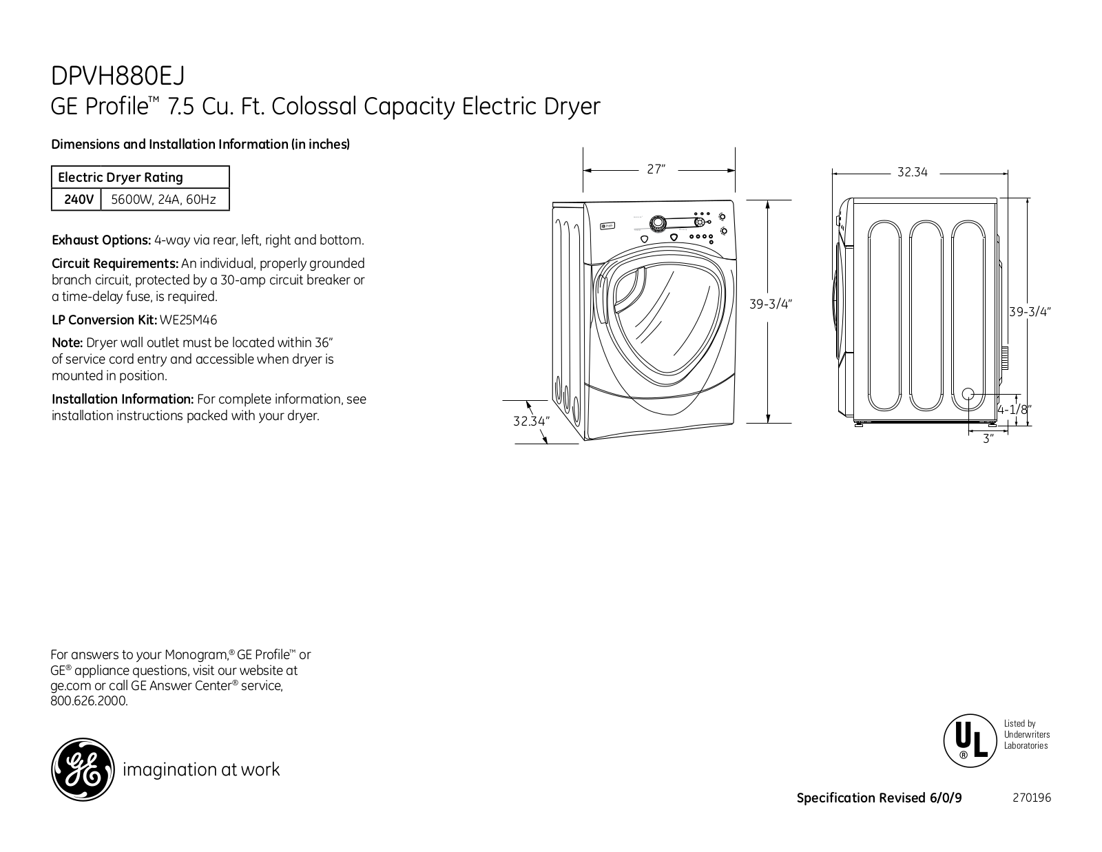 GE DPVH880EJ, DPVH880EJWW, DPVH880EJMV, DPVH880EJMG User Manual