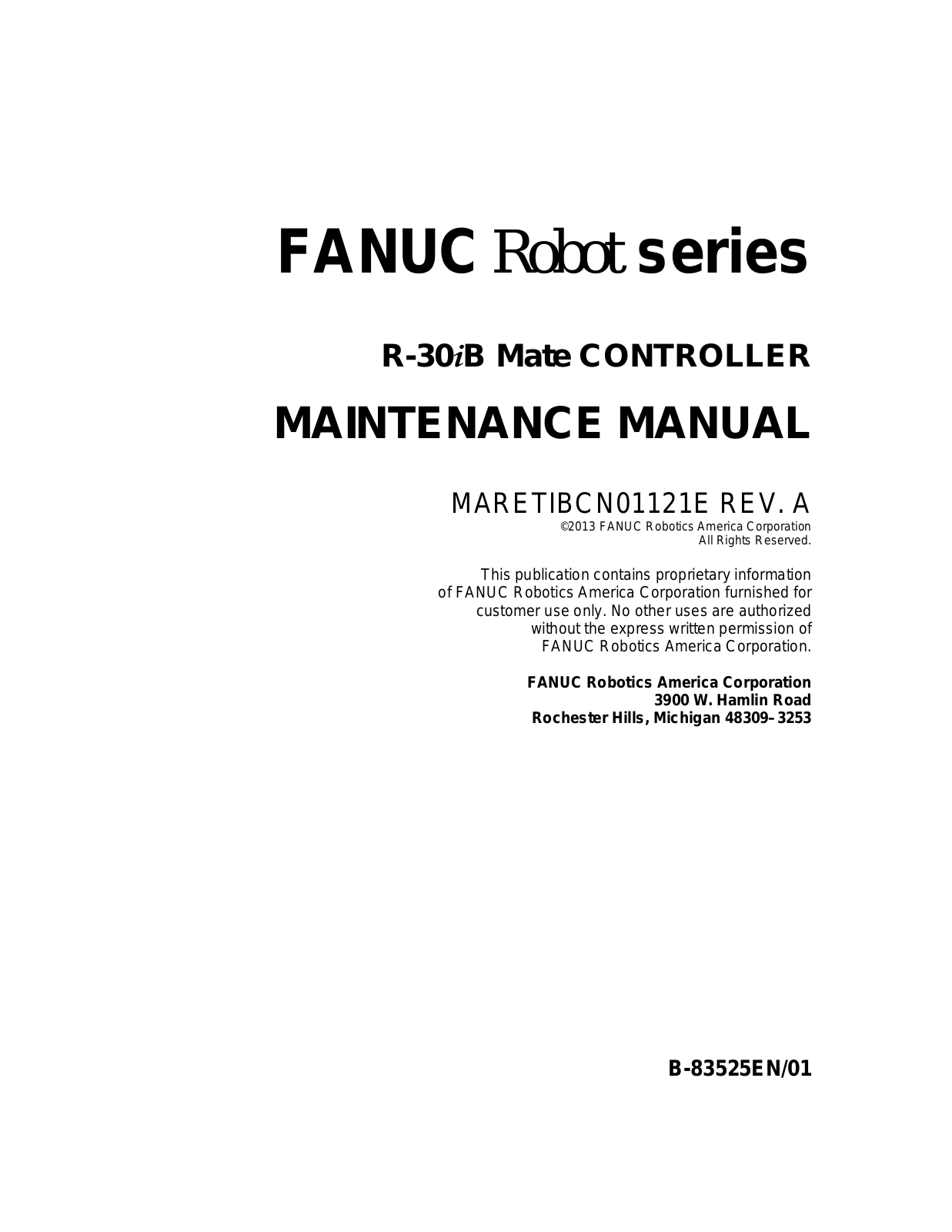 fanuc R-30iB Maintenance Manual