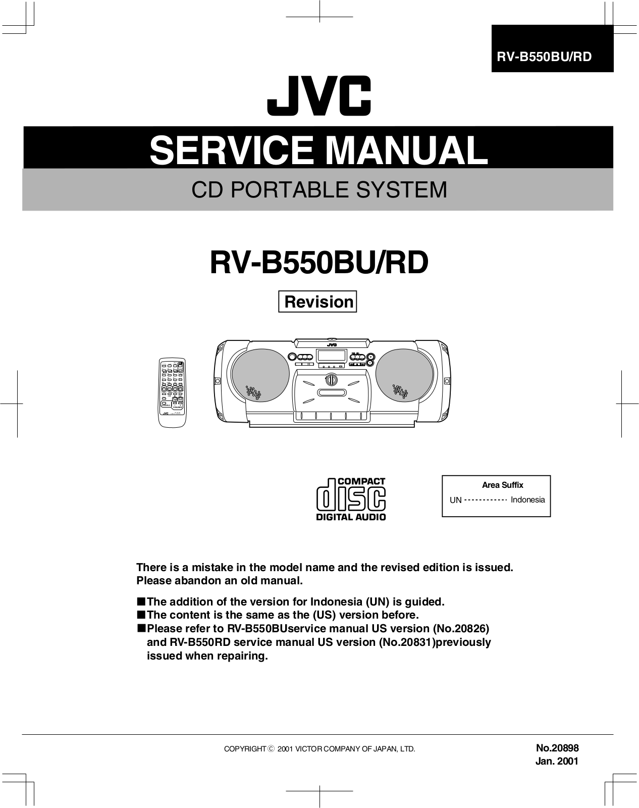 JVC RV-B550BU, RV-B550RD Service Manual