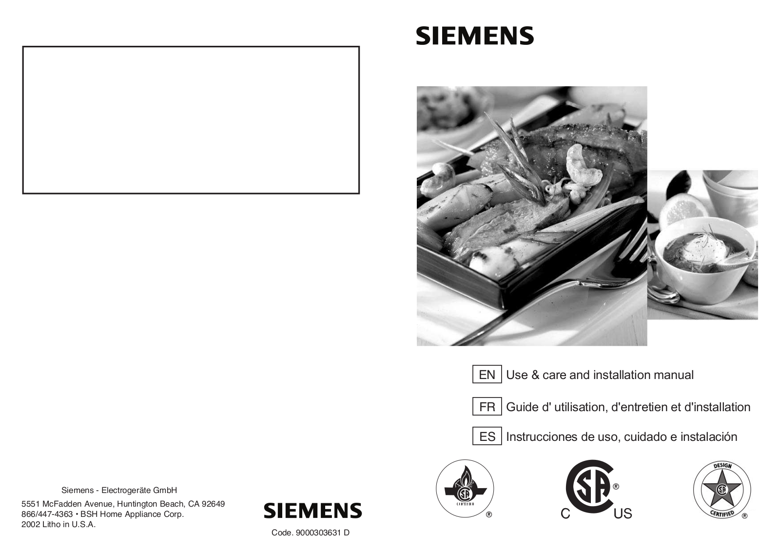 Siemens ER947501UC User Manual