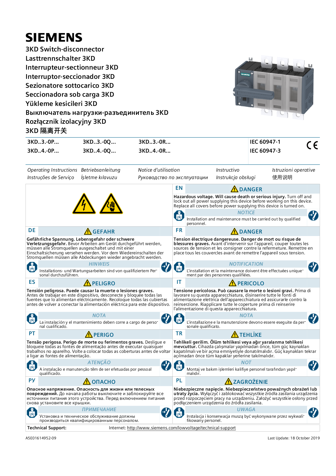 Siemens 3KD 3 0P Series, 3KD 4 0R Series, 3KD 3 0Q Series, 3KD 4 0Q Series, 3KD 4 0P Series Operating Instructions Manual