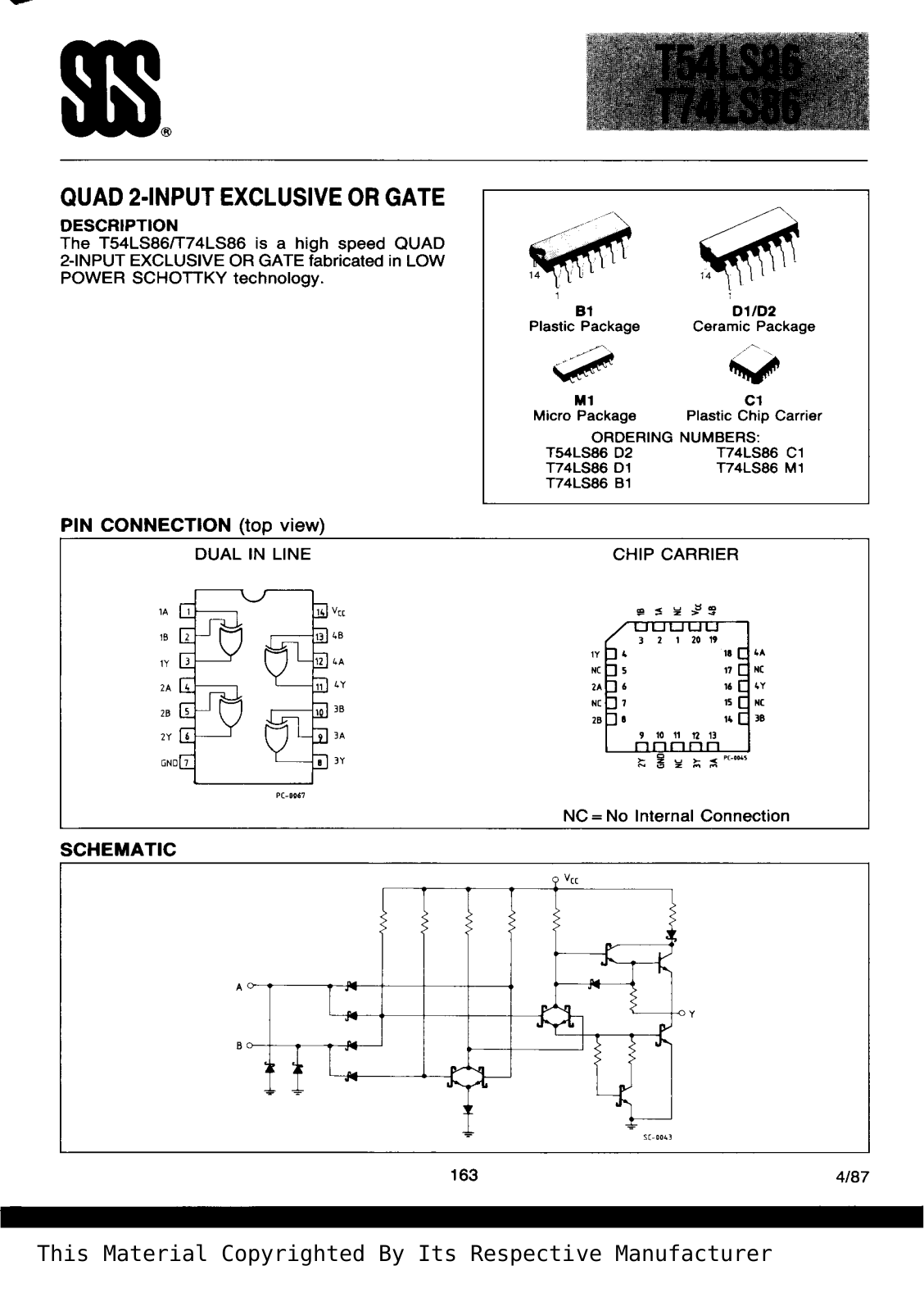 Datasheet T74LS86B1 Specification - ManualMachine.com