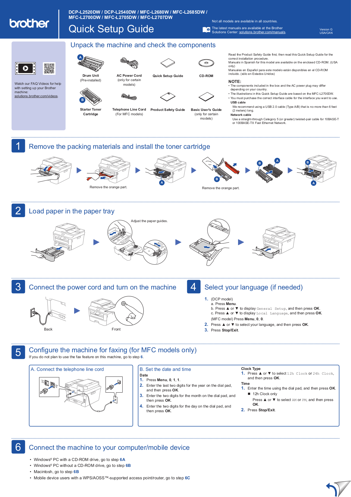 Brother mfc-2680w, mfc-l2685dw, mfc-l2700dw, mfc-l2705dw, mfc-l2707dw Quick Setup Guide - ManualMachine.com